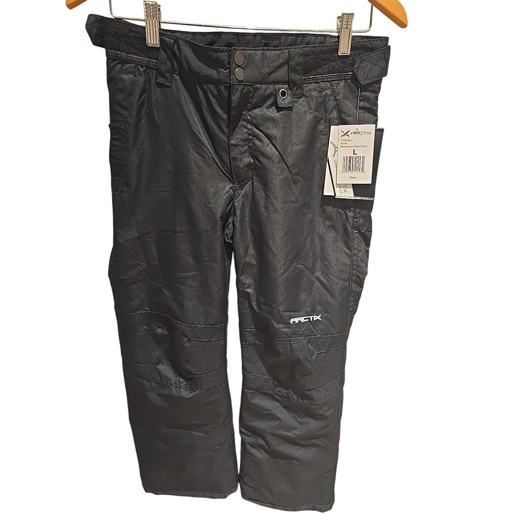 NWT Arctix Youth Snow Pants with Reinforced Knees and‎ Seat, Large, Black.